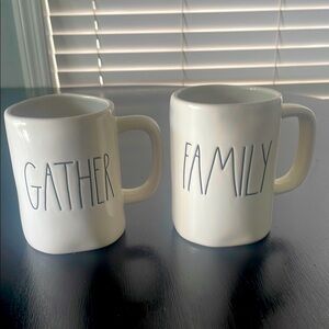 White Ceramic Mugs Set - Gather & Family